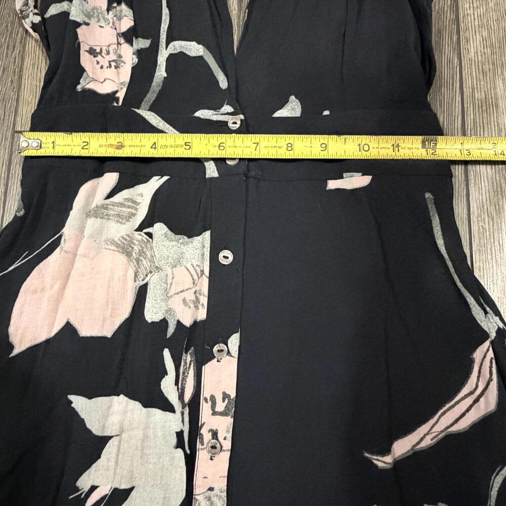 Maaji Floral V-Neck Backless Mini Dress Black Pink Ruffle Sleeve Size Medium - Picture 11 of 15